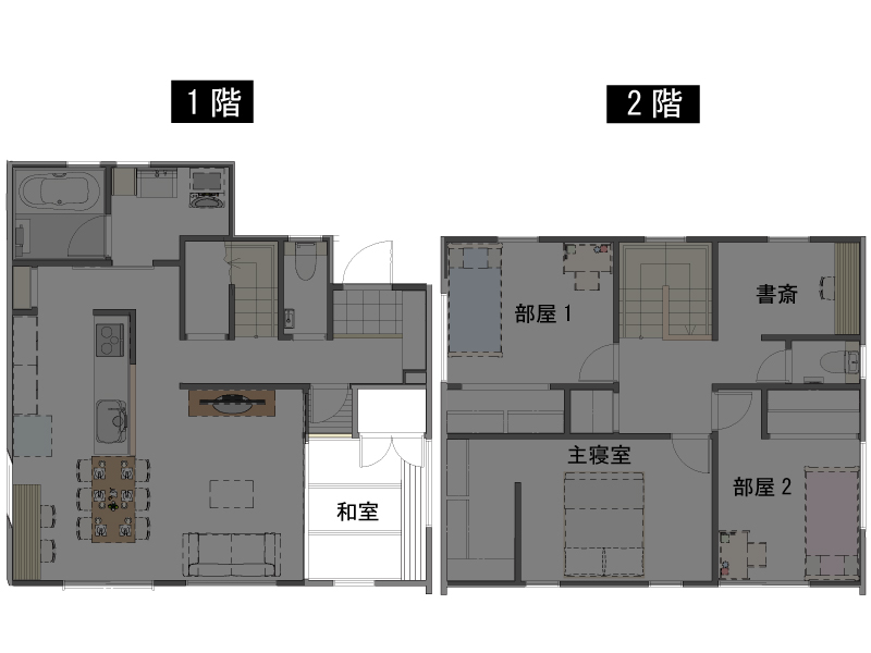30坪の注文住宅の1階和室の間取り図
