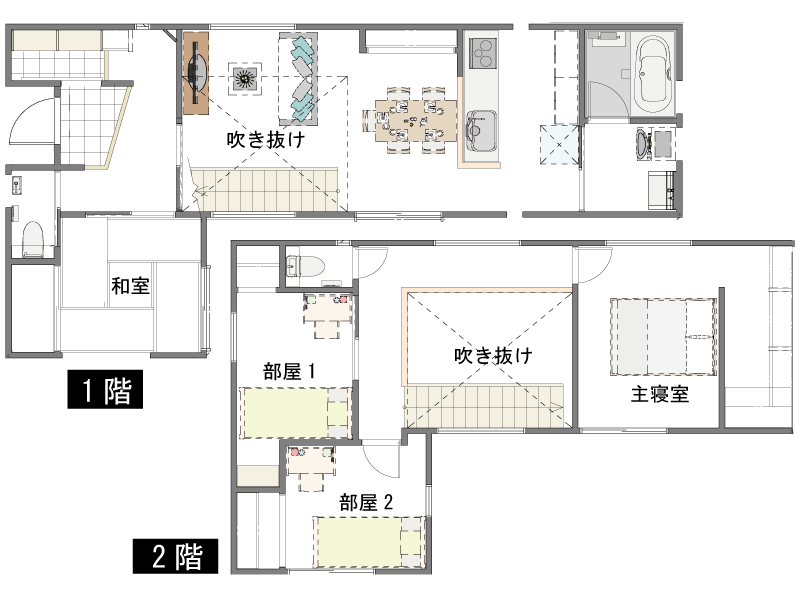 30坪で空間を広く見せるリビング階段のある間取り図