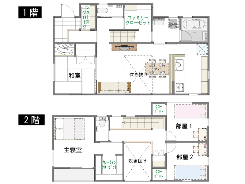 30坪の注文住宅で収納がたっぷりある間取り図