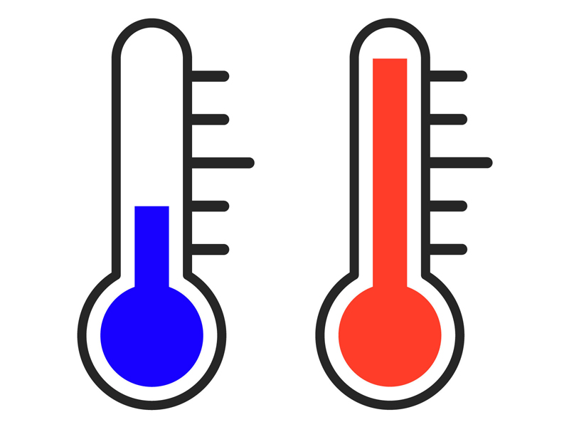 寒さと暑さを表した温度計のイラスト