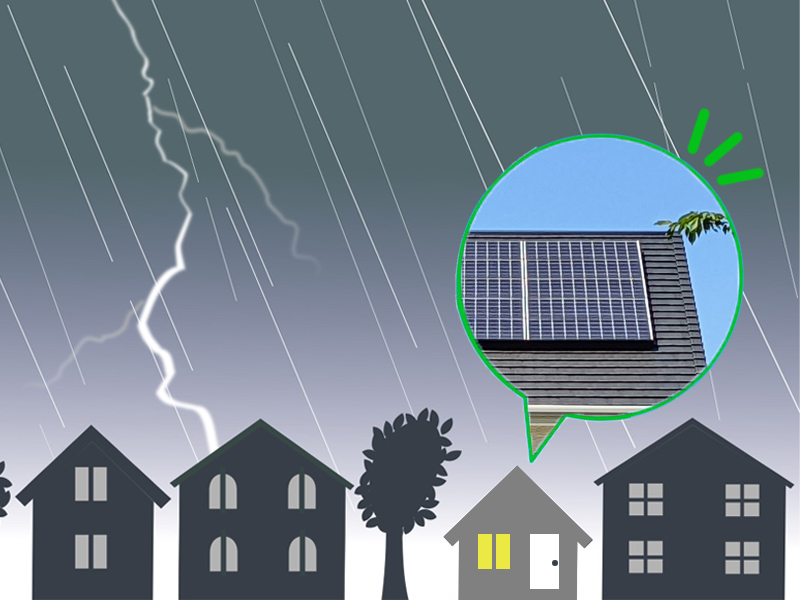 太陽光発電を設置した家が災害に会うイメージ図