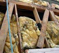 結露の重みで断熱材がずれ落ちている