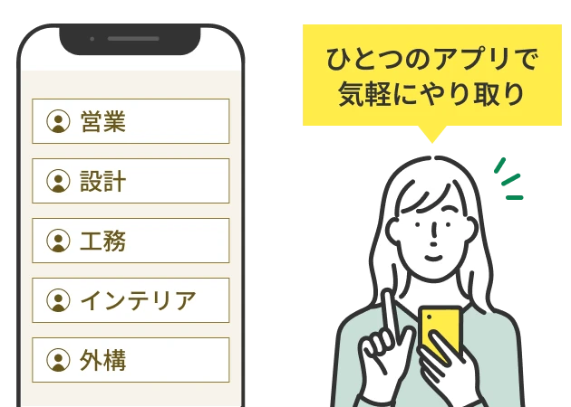 ひとつのアプリで 気軽にやり取り