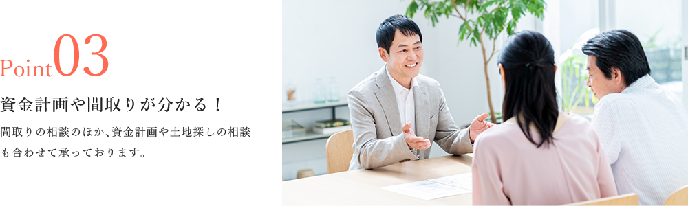 Point03/資金計画や間取りが分かる！