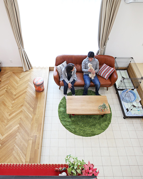 愛犬のためにリビングを土間にしたお家