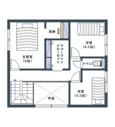 実邸の2階間取り図 拡大