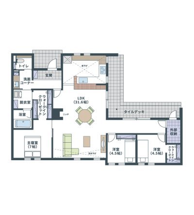 古賀市筵内移動式モデルハウスの間取り図 拡大