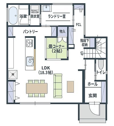 この住まいの1階間取り図 拡大