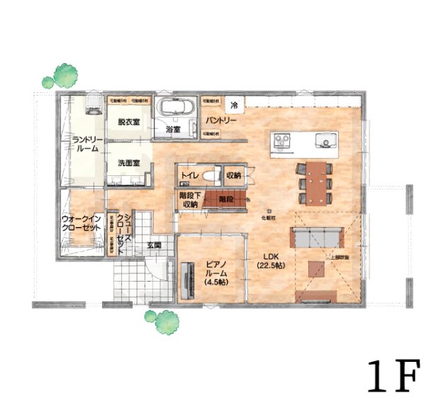 水回りと収納セットで家事効率をアップ！家族のコミュニケーションも円滑に！使い勝手のいい2階建ての家