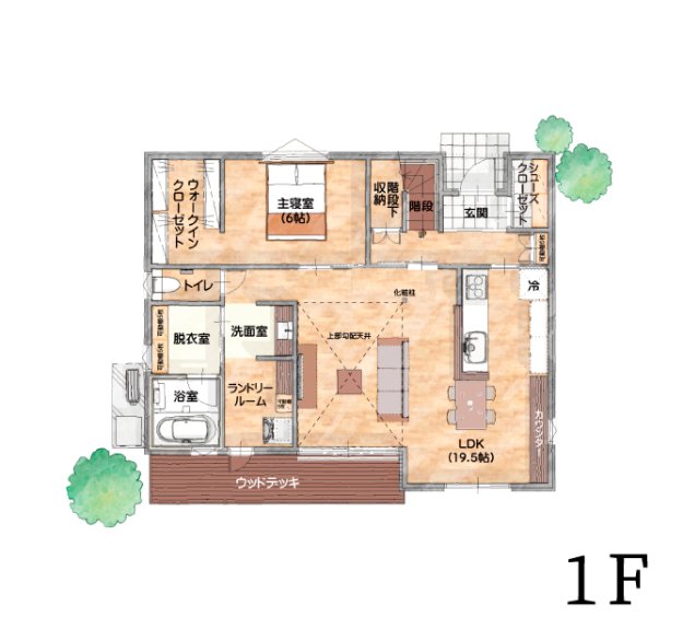 ランドリールーム⇔洗面⇔脱衣室でお洗濯がラクラクに♪家事ラクな2階建ての家