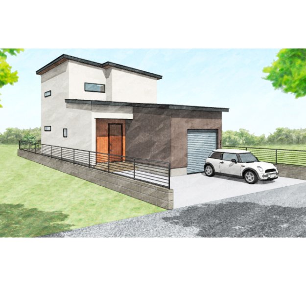 1階主寝室で将来も安心！インナーガレージがある2階建ての家