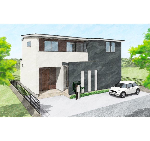 玄関⇒クローゼット⇒洗面で帰宅動線ばっちり！プライベートな中庭のある2階建ての家