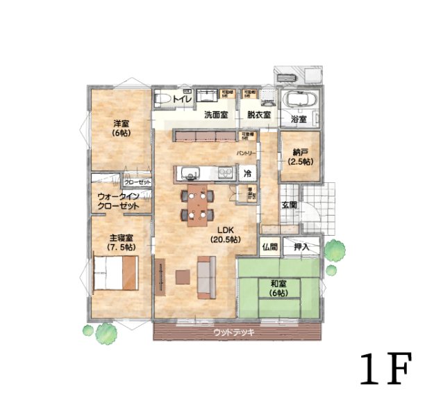 玄関⇔パントリー⇔洗面室でバッチリ帰宅動線！家事ラク要素が詰まった平屋の家