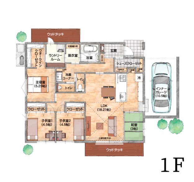 パントリー⇔インナーガレージで重い荷物の運び入れも簡単！家族とのコミュニケーションを楽しむ平屋の家