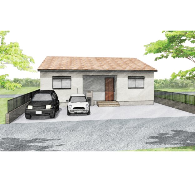 コの字型！約23坪のコンパクトな２～３人世帯向けの平屋の家