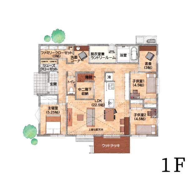 22.5帖LDK×勾配天井×スキップフロアで超開放的！収納にもこだわった平屋の家