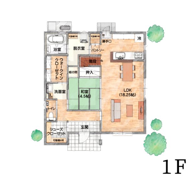 奥様必見！和室を中心とした回遊動線が秀逸な2階建ての家
